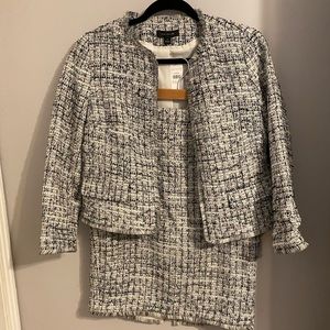 Ann Taylor grid fringe tweed suit set
